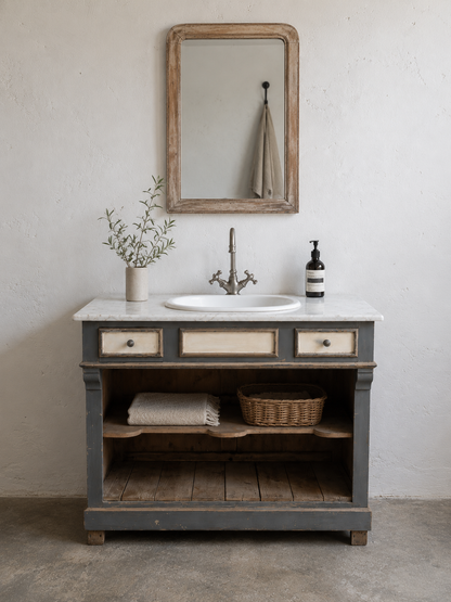 Meuble salle de bain bois & marbre